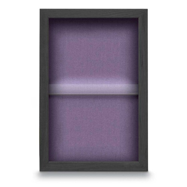 United Visual Products Indoor Enclosed Combo Board, 48"x36", Blk Frame/Wht Porc & Medium Grey UVCB4836B-WHTPORC-MEDGRY - main